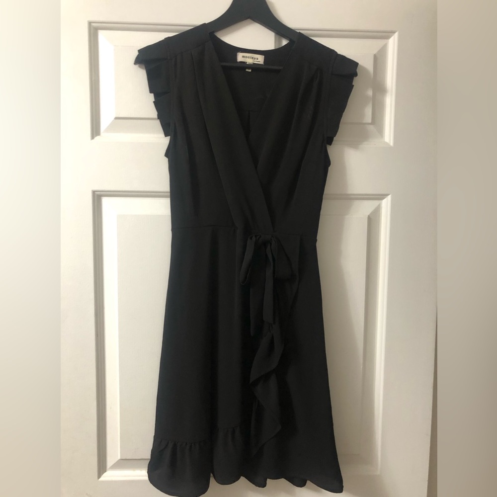Monteau Black Chiffon Mini Dress